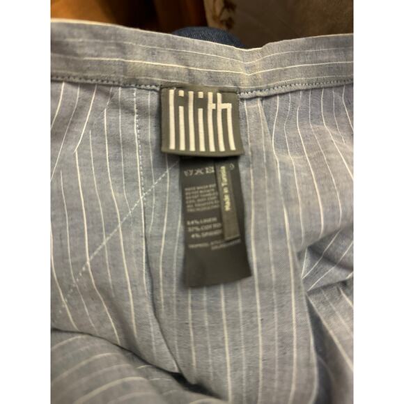 LILITH pinstriped semi wrap midi linen mix skirt size small - Picture 12 of 12